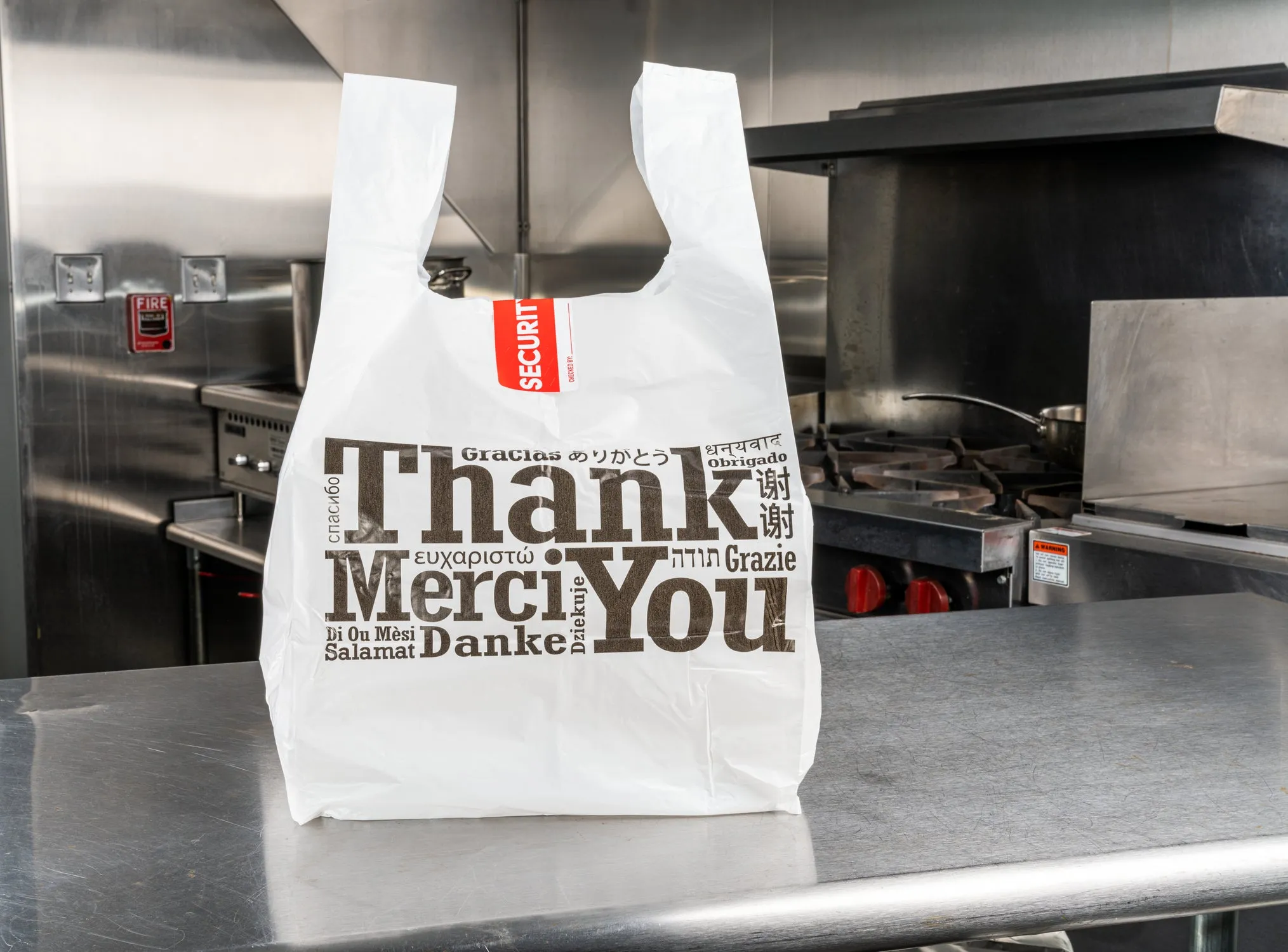 11.5" x 10.5" x 19" Flat Bottom Multilingual T-Shirt Bags, Case of 250