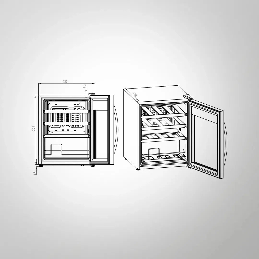 Kaff WC 48 TH BW 16-Bottle Free Standing Wine Chiller with Thermoelectric Cooling & Touch LED Display  Black Glass Door