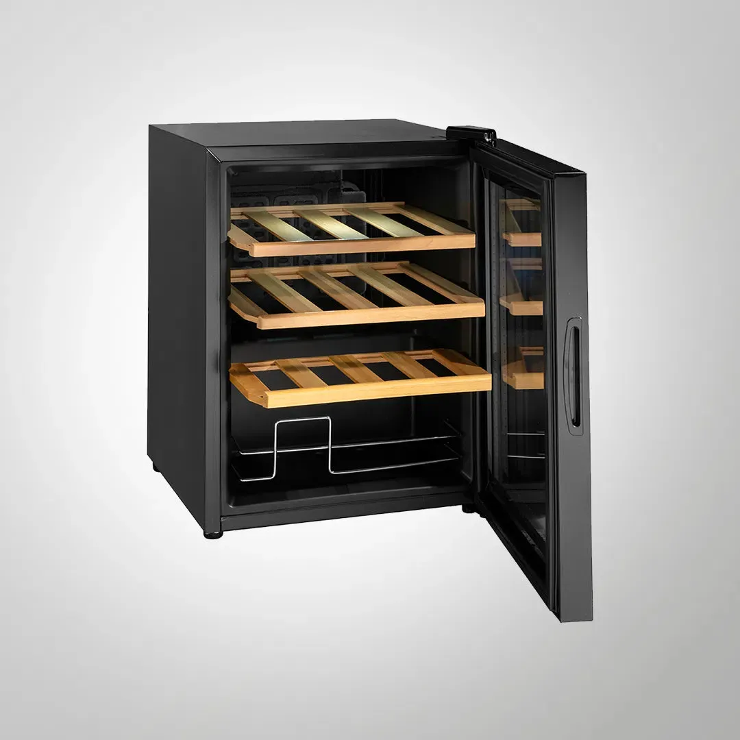 Kaff WC 48 TH BW 16-Bottle Free Standing Wine Chiller with Thermoelectric Cooling & Touch LED Display  Black Glass Door