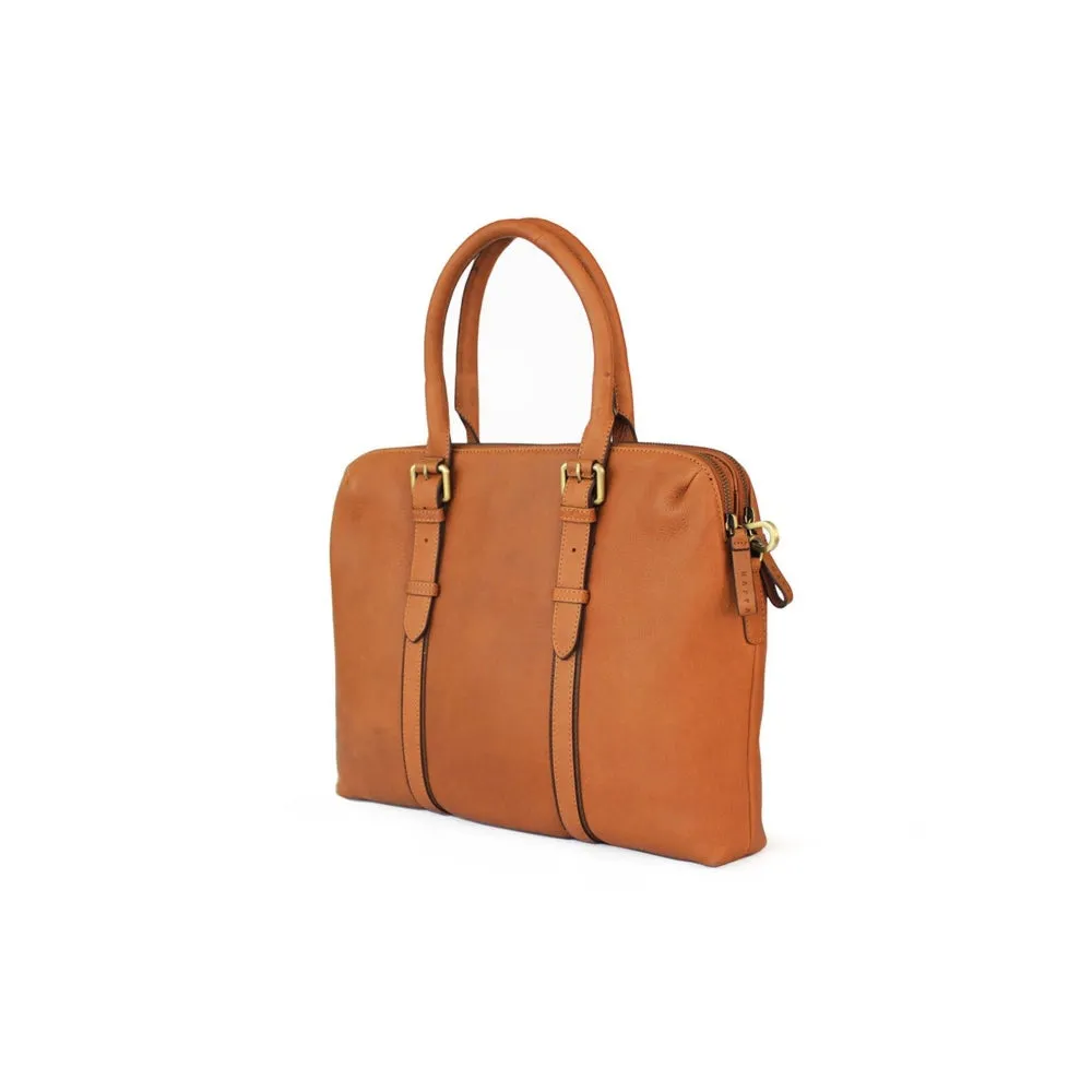 Nappa Dori Tan Dual Zip Laptop Bag
