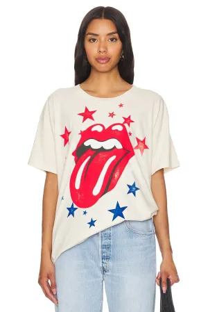 Rolling Stones Stars Merch Tee | Dirty White