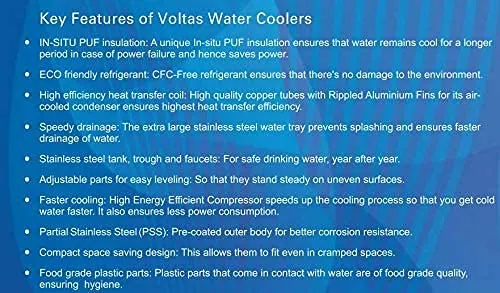 Voltas WC FS 60/80 NP Water Cooler  80L Storage, 60 LPH Cooling, Normal & Cold Water, R134A, Stainless Steel Front Body